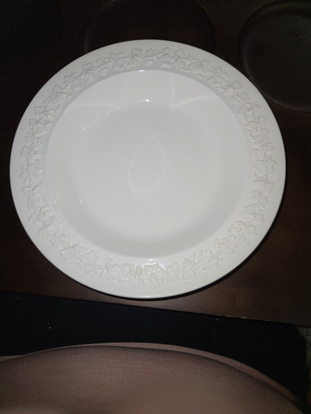 Wedgwood Embossed Queensware Cereal Soup Bowl Green Stamp – Mid Century England
